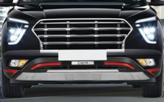 Red & Silver Front Diffuser for Hyundai Creta