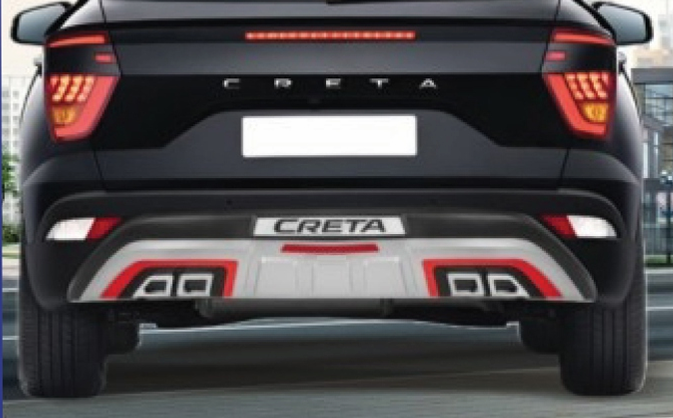 Red & Silver Rear Diffuser for Hyundai Creta